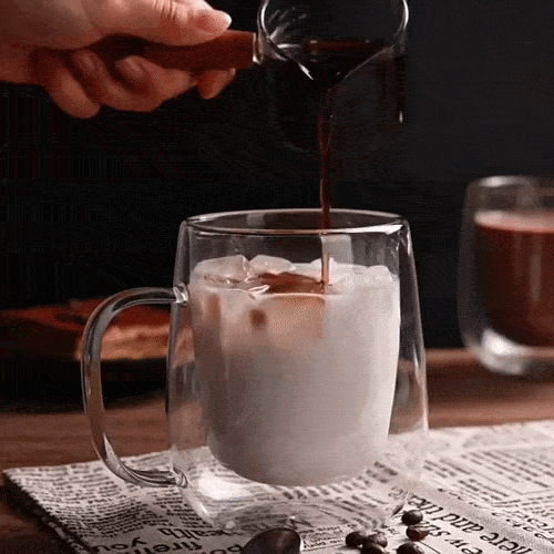 Taza de café transparente doble pared