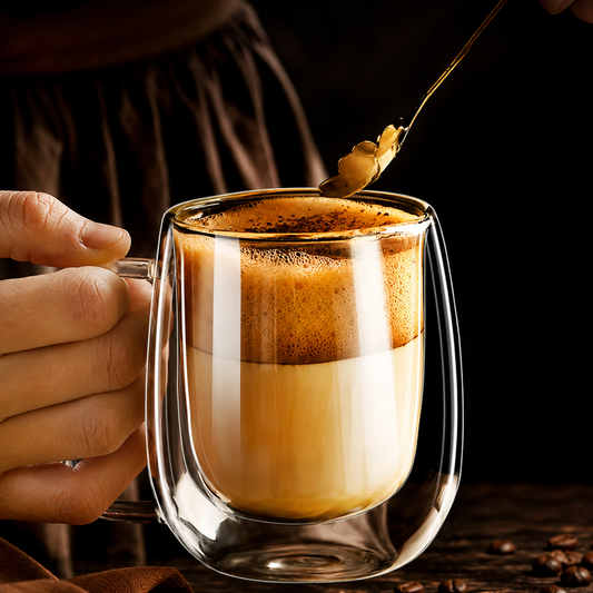 Taza de café transparente doble pared